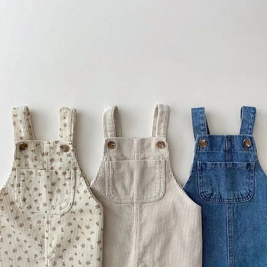 2025 New Spring Korean Style Baby Girls Boys Overalls Corduroy Print Newborn Baby Jumpsuit Outfits Infant Baby Girls Boys Pants