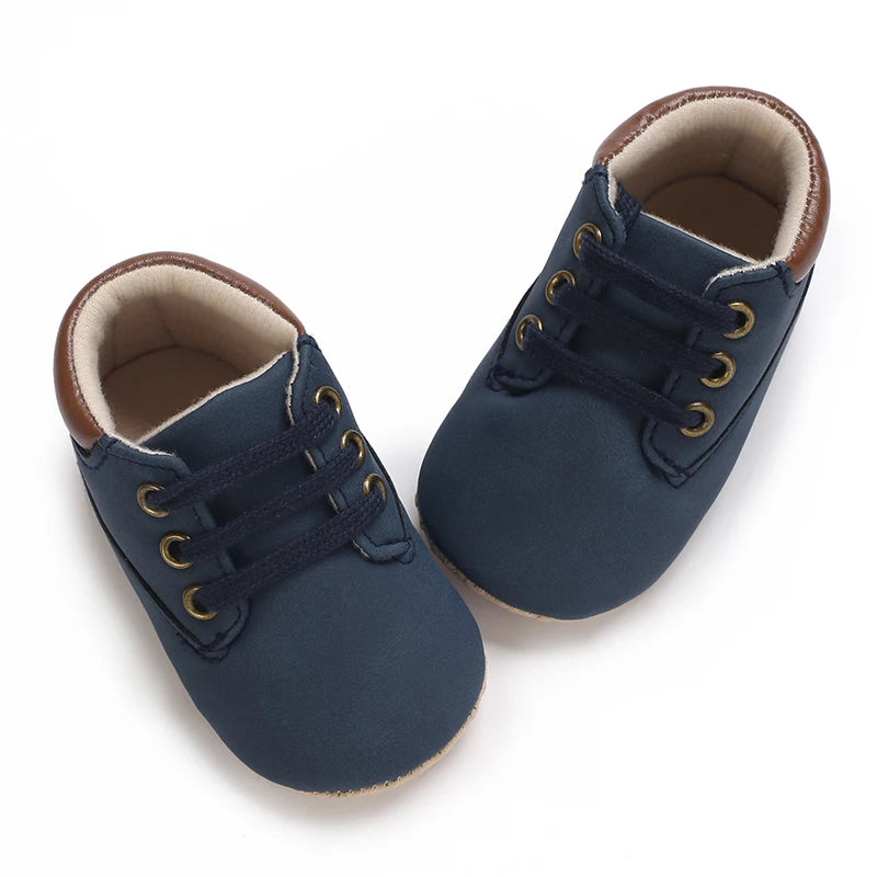 Fashionable 0-18M Boys and Girls' Shoes Classic Solid Color Leather Bottom Anti slip Preschool First Step Casual Sports Shoes