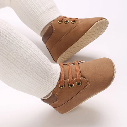 Fashionable 0-18M Boys and Girls' Shoes Classic Solid Color Leather Bottom Anti slip Preschool First Step Casual Sports Shoes