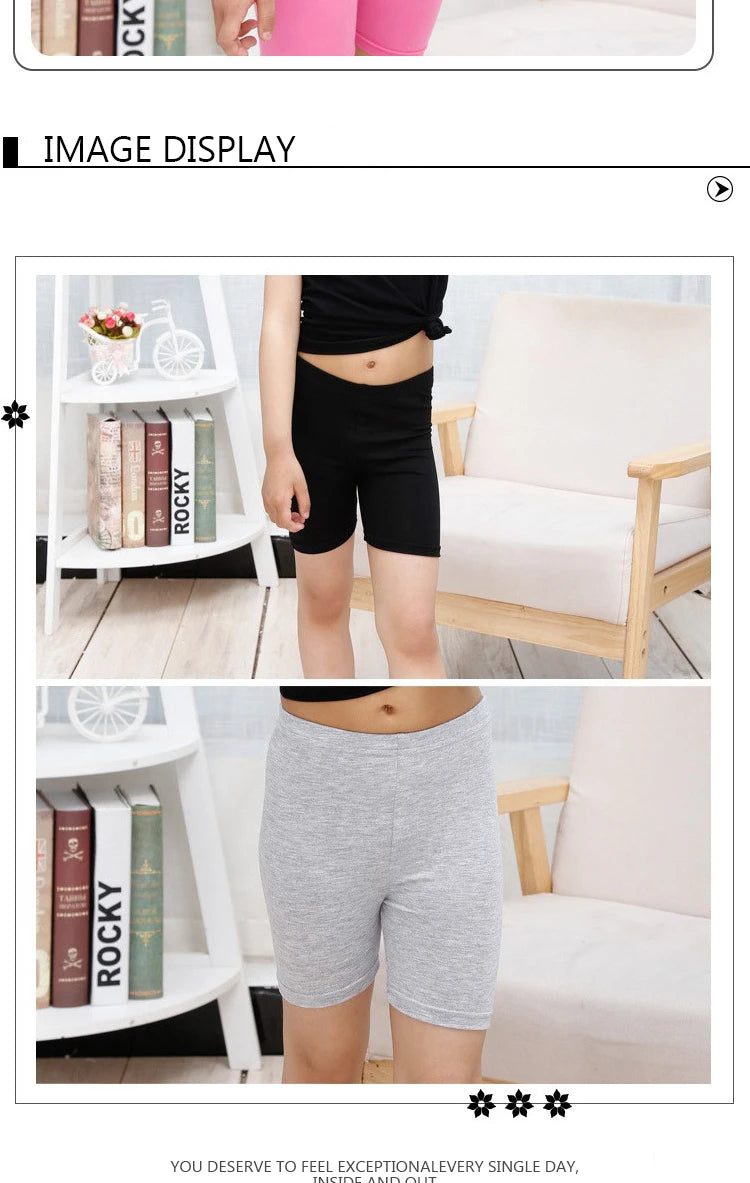 Summer Girls' Safety Shorts Soft Modal Candy Color Solid Color Kids' Leggings Casual Comfortable Underwear Girls Aged 3-12
