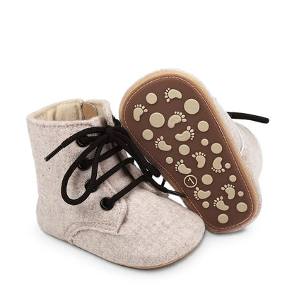 Newborn Baby Girls Winter Boots Solid Color/Houndstooth Print Ankle Boots Warm Baby Walking Shoes for Toddler Infant