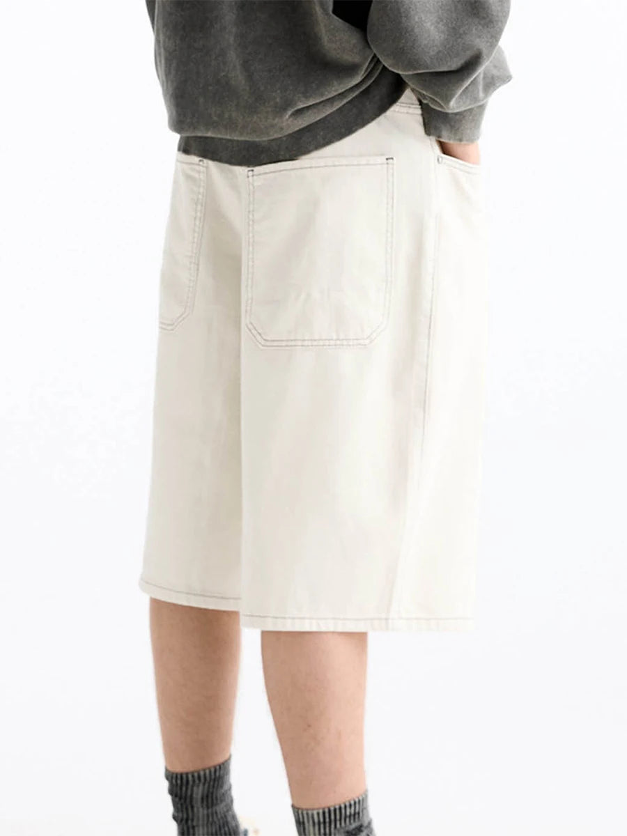 Men Denim Shorts Zipper Button Closure Summer Casual Shorts with Pockets Male Trendy Fashion Short Jeans for Streetwear Y2K 00s