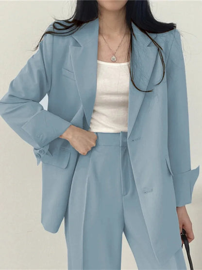 Korean Fashion Spring Women's Suits Casual Top Trousers 2 Piece Sets Women's Outfits Coats Slim Fit Blazers for Women Clothing