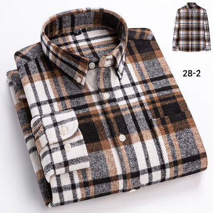New in shirt plus size 7xl100%cotton long-sleeve shirts for men slim fit casual plain shirt soft kerokan designer plaid clothing