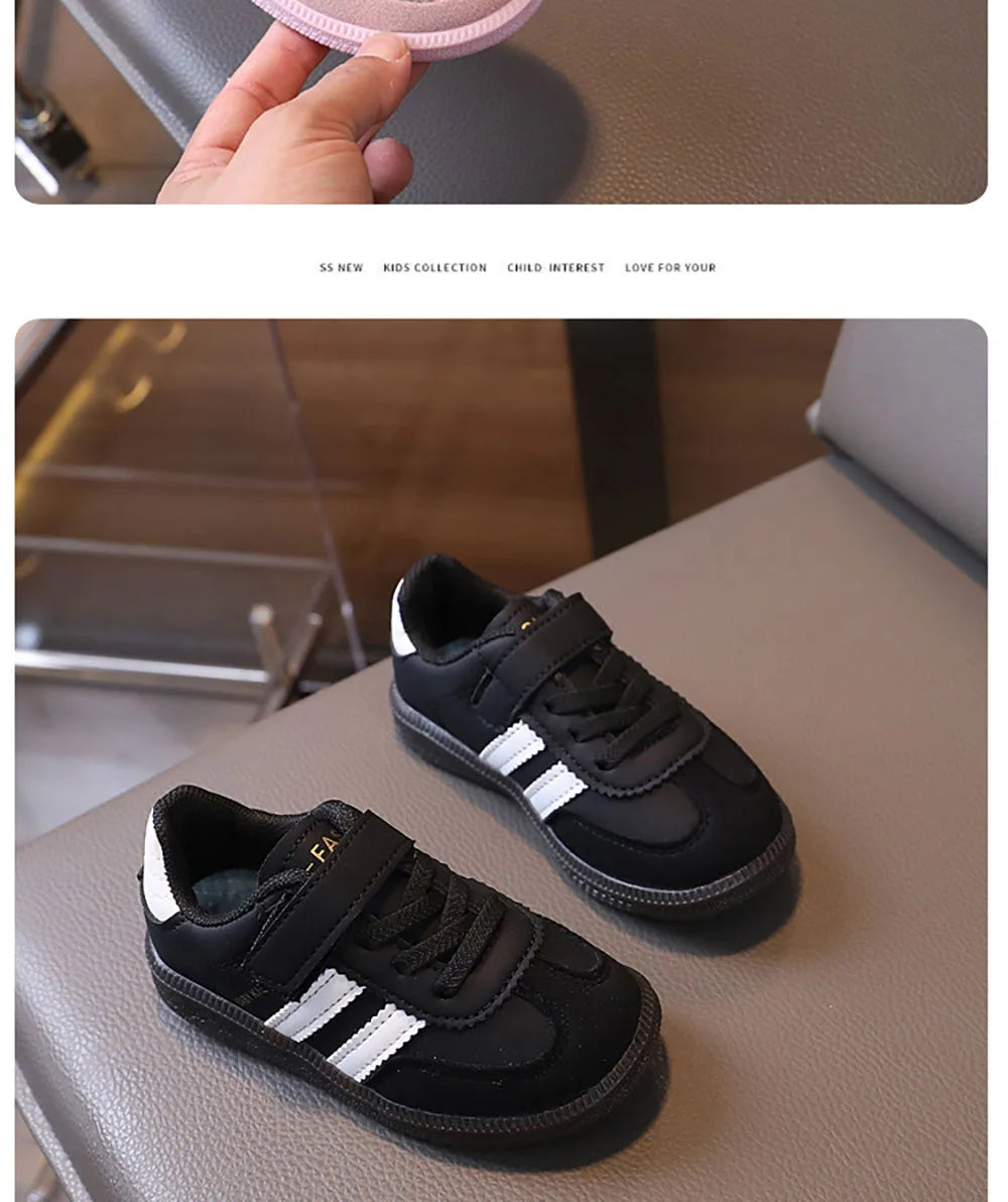 PU Leather Sport Shoes For Children Soft-soled Waterproof Girl's Sneakers Ergonomics Anti-slippery Toddler Shoes For Kids