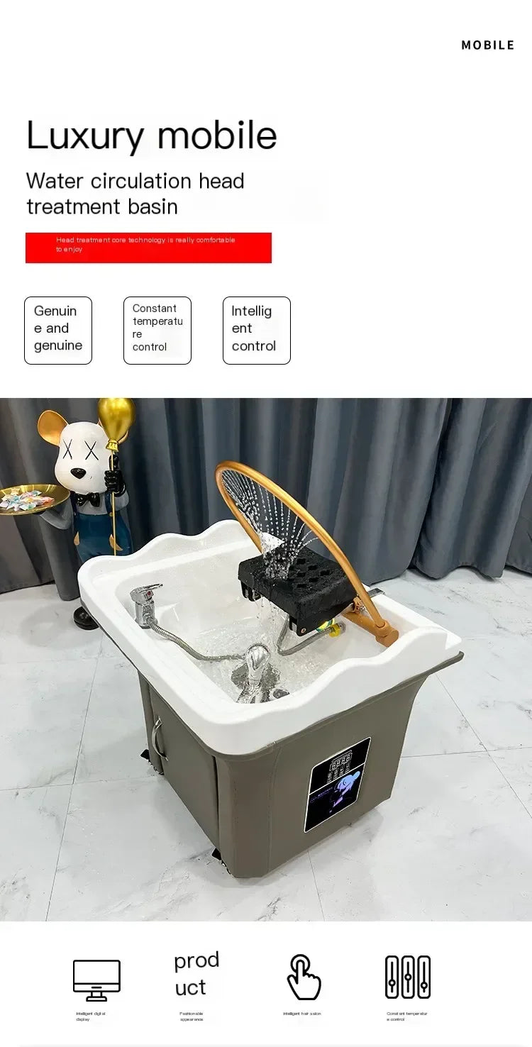 Head Spa Shampoo Chair Hair Salon Portable Small Hair Washing Station Chair Move Therapy Lettino Massaggio Furniture MQ50SC