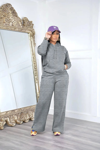 Women Sport Two Piece Outfit Winter Casual 2 Piece Set Hoodies Tops Wide Leg Pants Set Women Tracksuit
