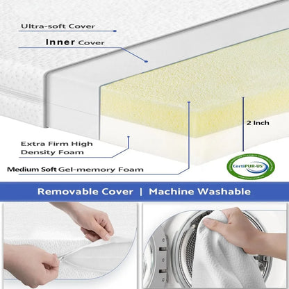 Mini Baby Crib 4 in 1 Convertible with Memory Foam Mattress(38"by 24") Included, Cunas para Babes 2024 Natural Wood Portable Crib