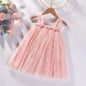 Hot New Baby Girl clothes High Quality Flower Embroidery Halter Mesh Little Girls Dress Cute Baby Dress Sweet Princess Frock