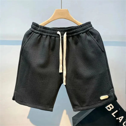 2025 Men Fashion Cotton Blended Solid Color Loosen Up The Waist Summer Multi-Pocket Shorts Wide Beach Casual Shorts Hot Selling