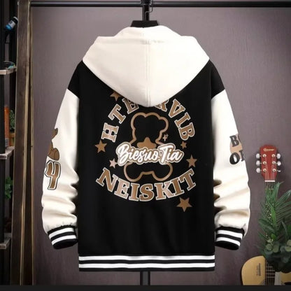 New Men's Hooded Pockets Cargo Jacket Men's Clothing Spring Autumn  Japanese Fashion Loose Male Coat Hooded Baseball Jersey New