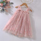 Hot New Baby Girl clothes High Quality Flower Embroidery Halter Mesh Little Girls Dress Cute Baby Dress Sweet Princess Frock