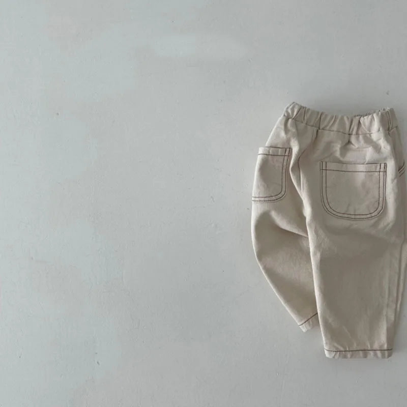 2025 Autumn New Baby Loose Jeans Solid Girls Casual Pants Infant Boys Harem Pants Newborn Toddler Packet Denim Trousers Clothes