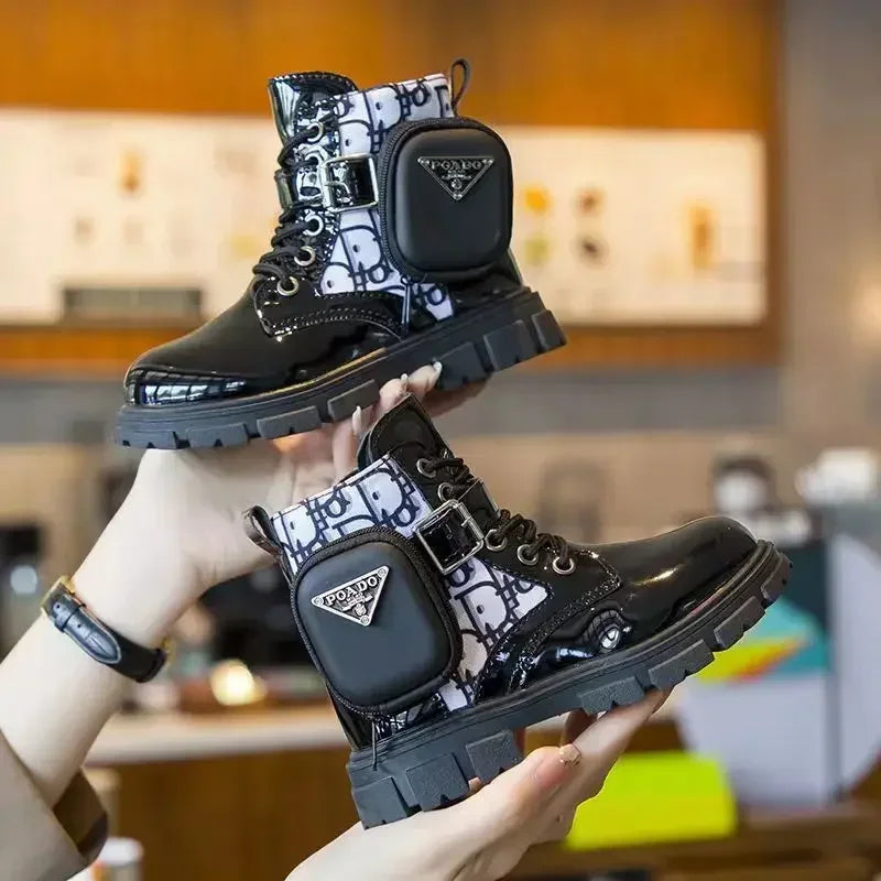 Spring and Autumn Girls Kids Shoes Ankle Boots Fashion British Style Single Boot Soft Sole Versatile Children's  Leather Shoes