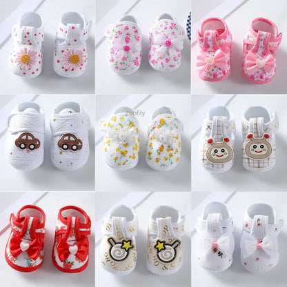 Newborn Baby Girl Pearl Floral Shoes Toddler Girl Booties Infant Baby Bowknot Crib Shoes Soft Sole Party Pre walker First Walkers