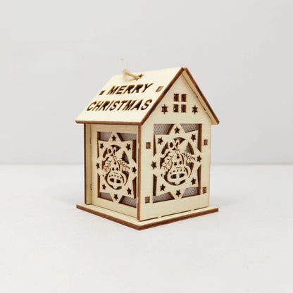 New Holiday Wooden Decorations for Christmas Houses, Wooden Cabin Ornaments, Handmade Wooden Crafts, Christmas Ornaments