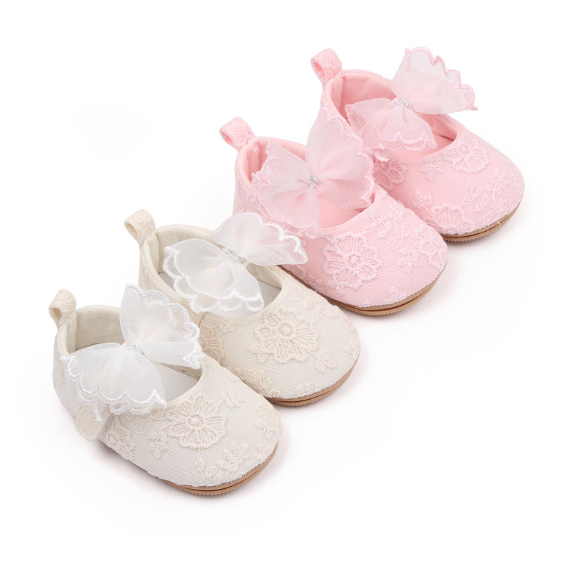 Toddler Baby Girls Sweet Princess Shoes Soft Bow knit Flower Non-slip Bottom First Walker Shoes Toddler Babies Crib Shoes