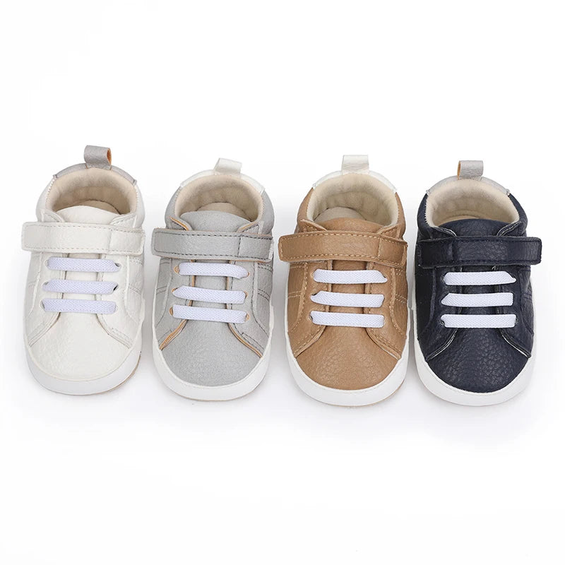 Newborn Baby Girls Boys Sneakers PU Leather Anti-Slip Soft Sole Pre walker Toddler Casual First Walkers Infant Shoes For 0-18M
