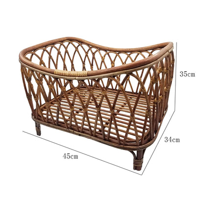 Baby Cribs Newborn Photography Props Bed Storage Basket Doll Bed Chair Rattan Furniture for Newborns Babe Posing Props