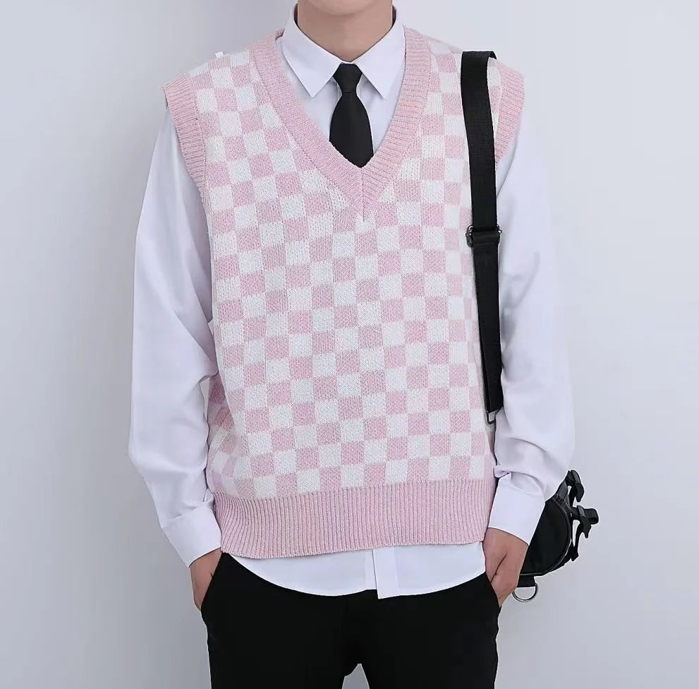 Men Knit Sweater Vest ins sweater vest Korean fashion clothes