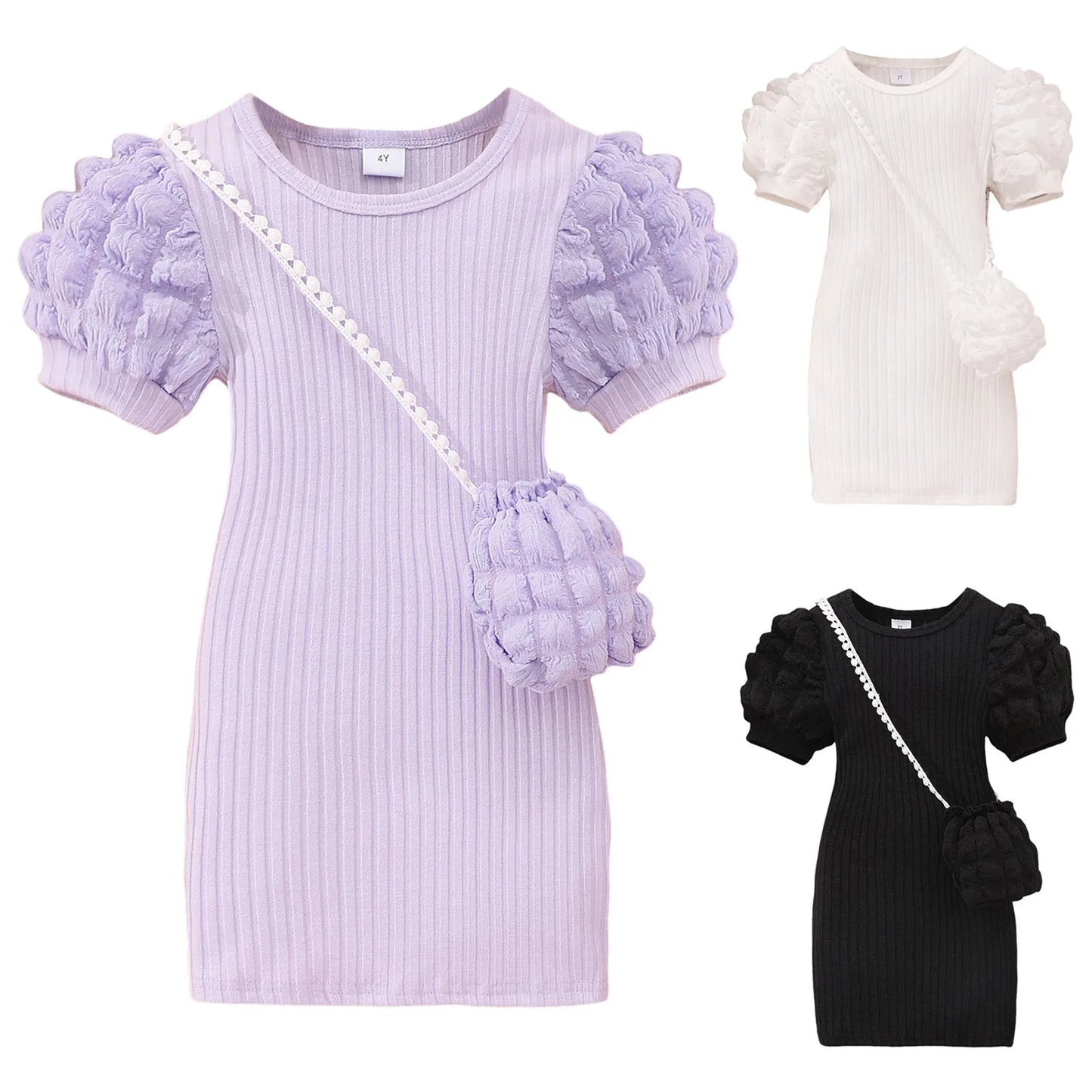 2025 Midi Dress Kids Girl Clothes Summer Short Sleeve Baby Girl Bodycon Dress Party Children Wrap Tight Dress 3 4 5 6 7 8 Years