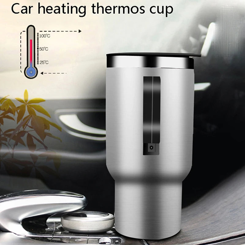 12V 450ml Stainless Steel Vehicle Heating Cup Electric Heating Car Kettle Coffee Heated Mug USB Heating Car Coffee Mug Cup