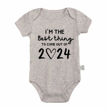 I'm the Best Thing 2024 Newborn Baby Clothes White Cotton Summer Bodysuits for Infants Short Sleeve Boys Girls Romper