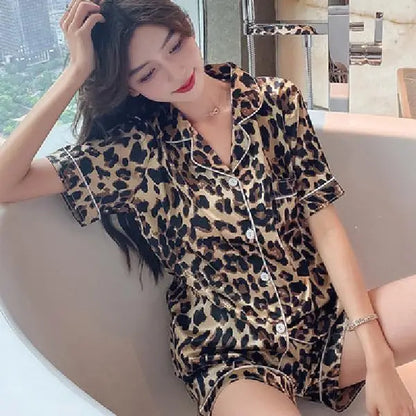New Women Sleepwear Cartoon Pajamas Female Short  Pants Short Sleeved Summer Spring Loungewear Fashion Home Clothing Home wear