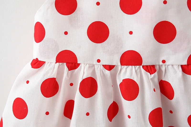 New In Summer Baby Girl Clothes Korean Cute Bow Dot Sleeveless Cotton Princess Dress+ Sunhat Toddler Dresses Sets BC007-1