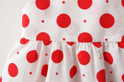 New In Summer Baby Girl Clothes Korean Cute Bow Dot Sleeveless Cotton Princess Dress+ Sunhat Toddler Dresses Sets BC007-1