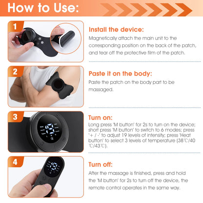 Smart Electric Neck Massager Set Cervical Patch 8 Modes 19 Levels Intensity Portable Home Use Massage Tools for Relieve Fatigue