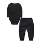 Muslin Plain 2 Pieces Baby Clothing Set Baby Boys Romper With Pants Black Grey White Kids Jumpsuit Blank For Newborn Gift Set