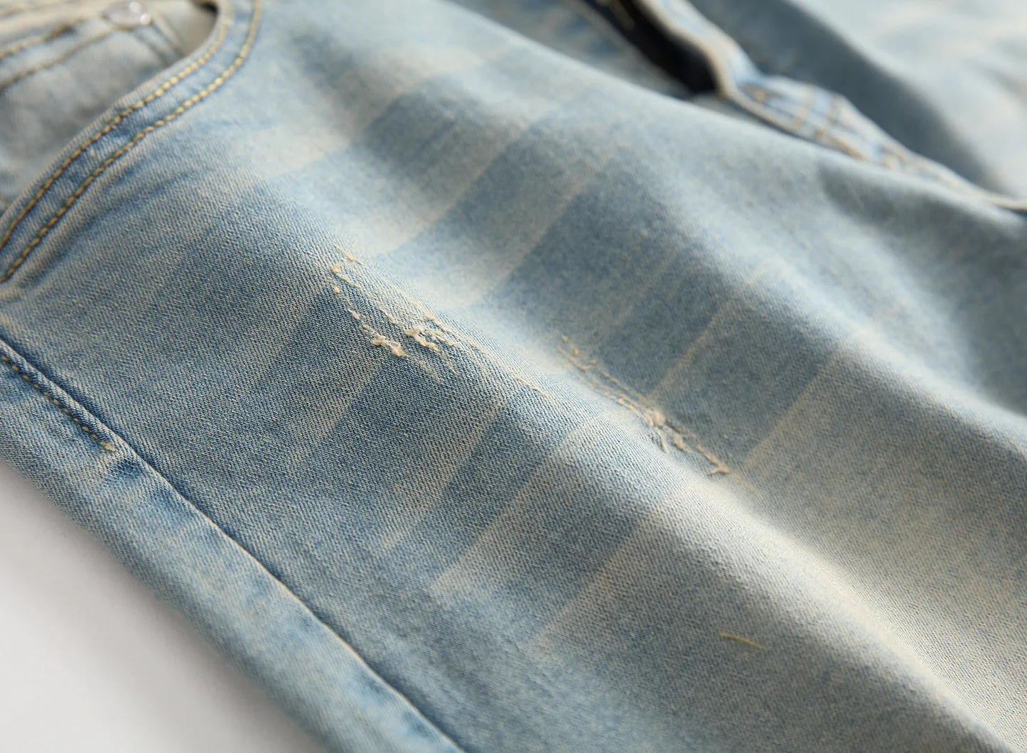 Punk Street Style Ripped Skinny Jeans Men Vintage Wash Solid Denim Trouser Men's Casual Slim Fit Pencil Denim Holes Pants 2025