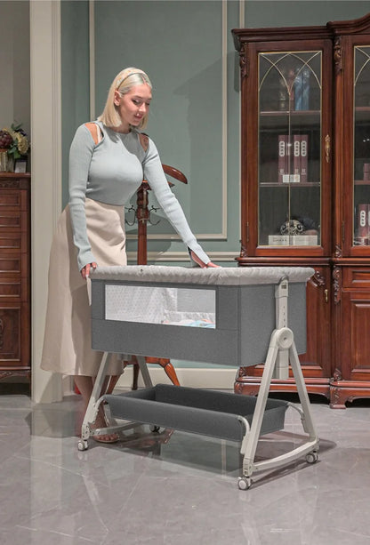 Baby Bed Crib Portable Bassinet Bedside Liftable Cradle Bed Playpen Newborn With Changing Table Storage Bag Mosquito Net