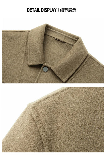 2025 Autumn/Winter New Double sided Woolen Coat High end Fabric Korean Edition Fashion Pure Handmade Woolen Coat Work Style