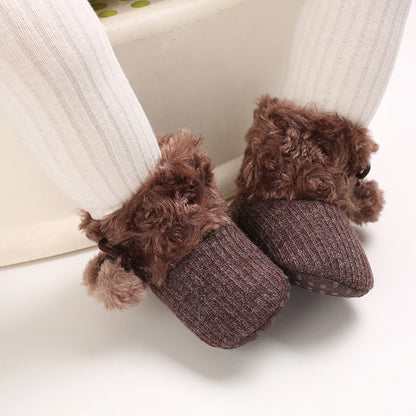 Autumn and Winter Baby Plush Thick Warm Cotton Shoes 0-18 Months Soft Soled Comfortable Non Slip Boots