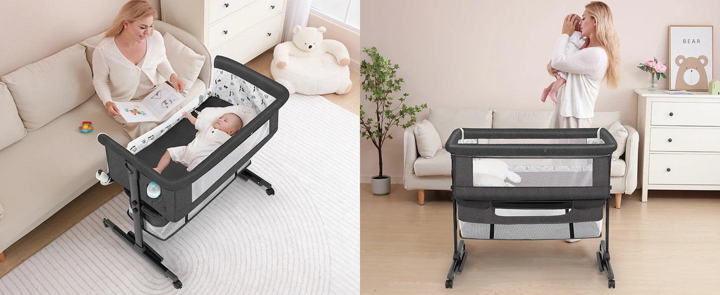 Baby Bassinet, Baby Basinet Bedside Sleeper, Easy to Fold Portable Crib Side Bassinet 2025 new Style Girl/boy bassinets