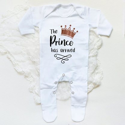 The Prince Has Arrived Print Baby Baby grow Sleepsuit Vest Bodysuit Newborn Boys Coming Home Hospital Clothes Infant Shower Gift