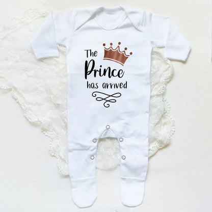 The Prince Has Arrived Print Baby Baby grow Sleepsuit Vest Bodysuit Newborn Boys Coming Home Hospital Clothes Infant Shower Gift