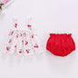 Baby Summer Dress Suit Baby Girl Clothes 0-2 Years Infant Toddler Cherry Sling Dress Bread Pants Two-piece Clothing Set