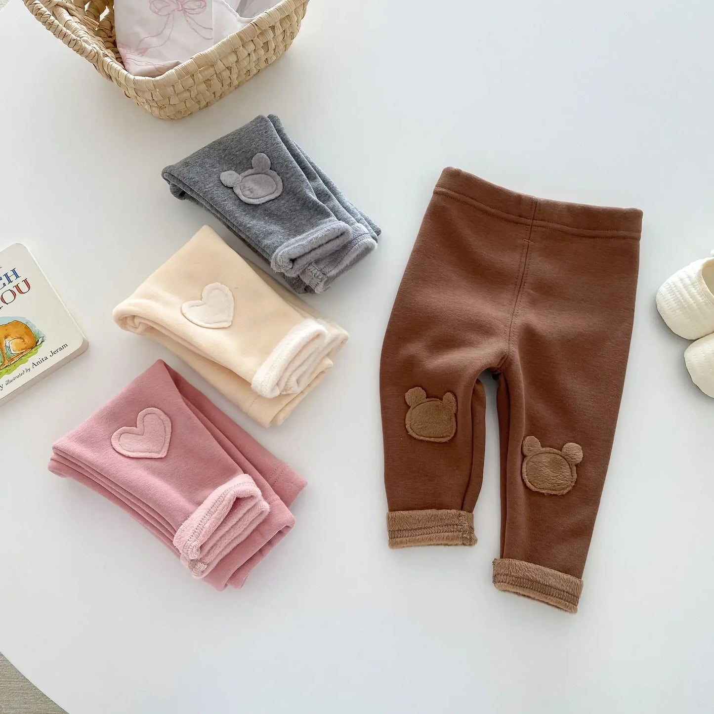 4646 Buy 2pcs Wholesale Baby Pant 2024 Winter New Girls' Leggings Korean Patch Plus Velvet 0-5 Years Baby Pants Trousers
