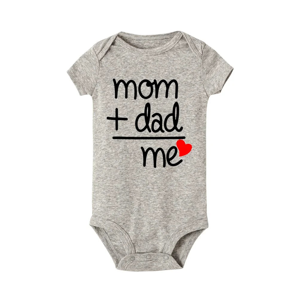 Mom Plus Dad Equals Me Baby Romper Clothes Boy Girl Newborn Bodysuit Toddler Infant Funny Cute Rompers Jumpsuit Outfits