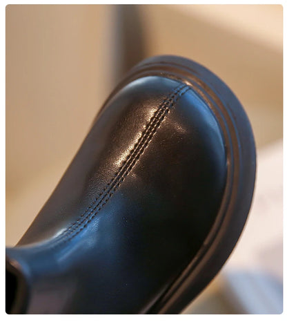 Autumn Winter Children's Boots Fashion Simple Style Girl's Ankle Boot Causal Versatile Black Kid Short Leather Boots Side Zipper