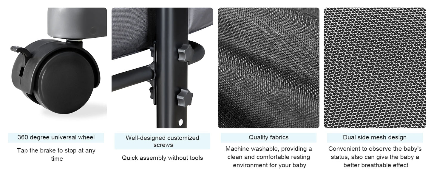 Baby Bassinet, Baby Basinet Bedside Sleeper, Easy to Fold Portable Crib Side Bassinet 2025 new Style Girl/boy bassinets