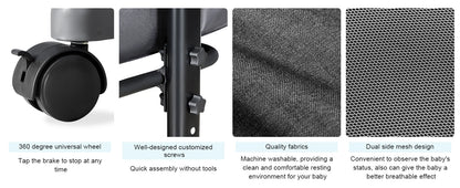 Baby Bassinet, Baby Basinet Bedside Sleeper, Easy to Fold Portable Crib Side Bassinet 2025 new Style Girl/boy bassinets