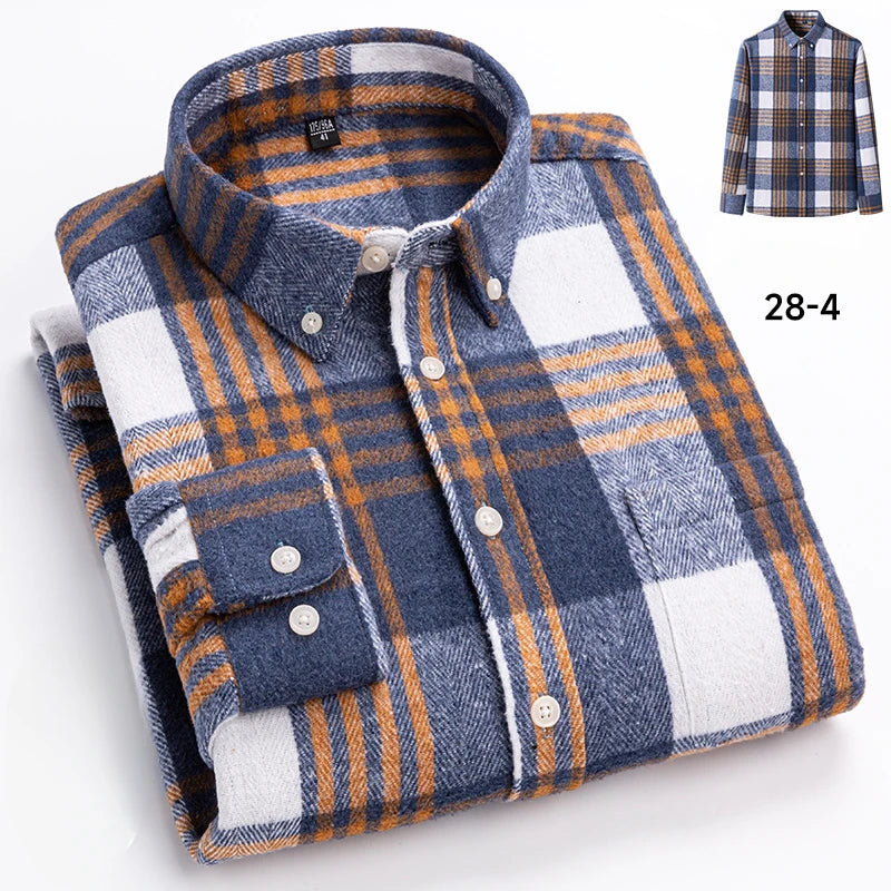 New in shirt plus size 7xl100%cotton long-sleeve shirts for men slim fit casual plain shirt soft kerokan designer plaid clothing