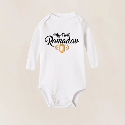 Baby's First Eid Bodysuit My First Eid Toddler Outfit Ramadan New Born Long Sleeve Romper Child Boy Girl Ramadan Clothes