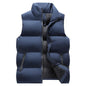 Men Waistcoat Thick Padded Cotton Vest Windproof Sleeveless Winter Outerwear Neck Zipper Cardigan Men Winter Coat