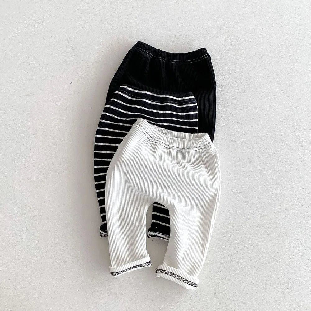 MILANCEL 2025 Autumn Baby Pants 0-3 Y Korean Style Toddler Girls Solid Big PP Leggings Infant Boys Cotton Slim Fit Trousers