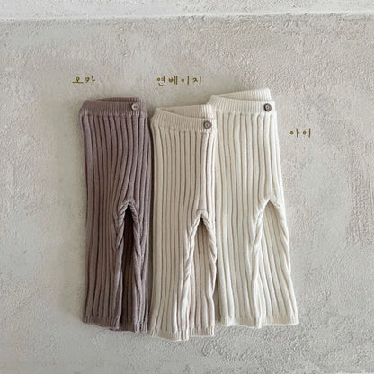 2025 New Infant Toddler Cotton Ribbed Knit Leggings Solid Baby Trousers Autumn Children Pp Pants Baby Boy Girl Stretch Leggings